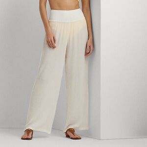 Lauren Ralph Lauren White Smocked Wide Leg Cover Up Pants XL NWT